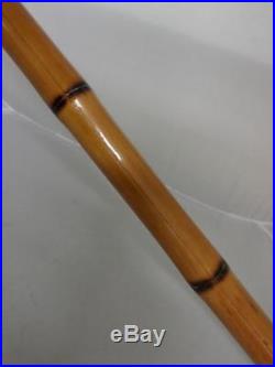 Antique Burr Root Bamboo Cane With Silver Cap Stick-bovine Horn Ferrule