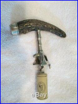 Antique Corkscrew with Horn Handle capped in Sterling Silver