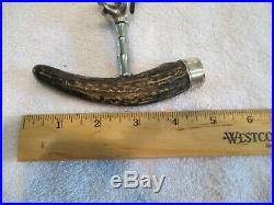 Antique Corkscrew with Horn Handle capped in Sterling Silver