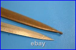 Antique Custom Dagger Knife with Wood Horn Handle & Brass Sheath