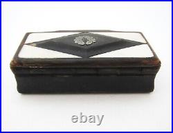 Antique Early 19th Century Georgian Horn Snuff Box with Silver Inlay