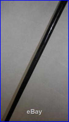 Antique Ebonised Walking Stick With Hallmarked Silver Collar-Bovine Horn Handle