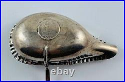 Antique English Horn & Sterling Silver Toddy Ladle with 4 Pence Coin c. 1907