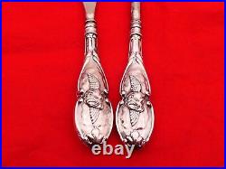 Antique English Sterling Silver Shoe Horn & Button Hook Set with Cherubs UM-13