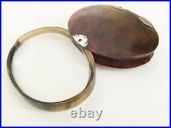 Antique Faux Tortoise and Horn Magnifying Glass with Silver Mounts