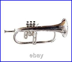 Antique Fluegel Silver Horn 3 V Nickel With Hard Case & Mouthpiece