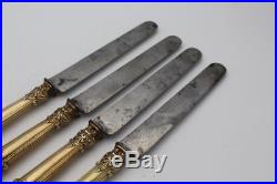Antique French Solid Silver Gilt Cutlery With Horned Faun Satyr Mascaron