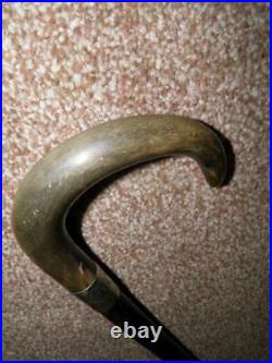 Antique Hallmarked 1920 Silver Rosewood Walking Stick With Horn Top By J. Howell