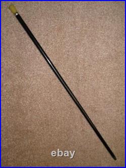 Antique Hallmarked 1924 Silver Ebony Walking Stick/Cane With Bovine Horn Top