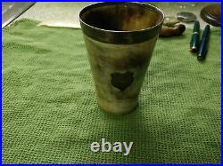 Antique Hallmarked Silver Rimmed Horn Beaker with glass Base / Cup / Goblet