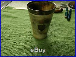Antique Hallmarked Silver Rimmed Horn Beaker with glass Base / Cup / Goblet