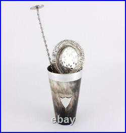 Antique Horn Beaker Cup With Silver Plate Shield Plaque. Mappin & Webb. C1920