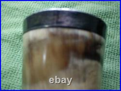Antique Horn Beaker With Silver Rim