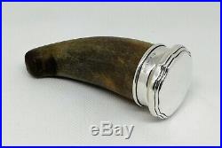 Antique Horn Snuff Mull With Silver Top And Collar Edward Souter Barnsley