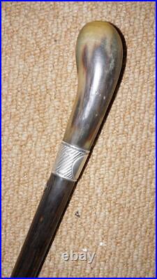 Antique Malaya BEE Walking Stick Bovine Horn & Hallmarked 1924 Silver By Howell