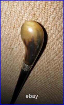 Antique Malaya BEE Walking Stick Bovine Horn & Hallmarked 1924 Silver By Howell