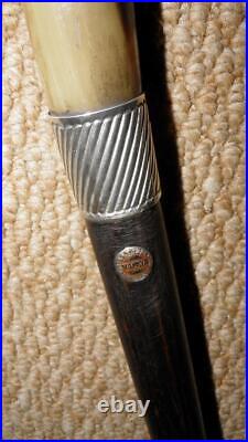 Antique Malaya BEE Walking Stick Bovine Horn & Hallmarked 1924 Silver By Howell