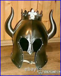 Antique Medieval Barbuta Helmet King Armor Helmet With Steel Horns Helmet Gift