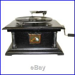 Antique Replica RCA Victor Phonograph Gramophone with Large Silver Metal Horn