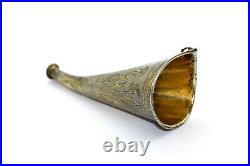 Antique Russian Empire Silver High Society Baby Feeding Horn with prayer 1896