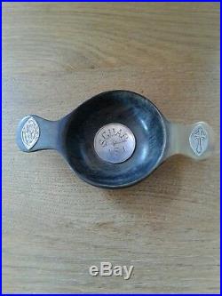 Antique Scottish Horn & Silver Whisky Quaich Bowl inset With Silver SGUAB ASI