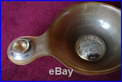 Antique Scottish Horn & Silver Whisky Quaich Bowl inset with Citrine SGUAB ASI