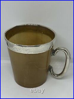 Antique Scottish Horn and Silver Mounted Cup with Handle