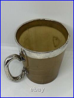 Antique Scottish Horn and Silver Mounted Cup with Handle