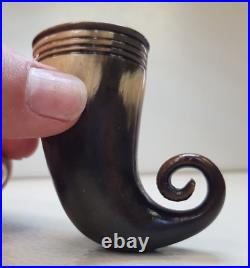 Antique Scottish Snuff Mull. Made from Rams Horn with Horn Lid. LJ04