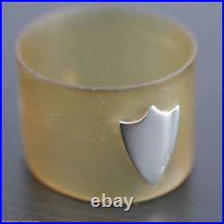 Antique Scottish horn napkin ring with solid silver shield