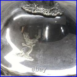 Antique Silver Plate Tea Biscuit Barrel with Horned Goat Finial Elk Hallmark