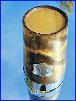 Antique Silver Rimmed Horn Beaker with solid Base / Cup / Goblet