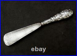 Antique Silver WILLIAM COMYNS Shoe Horn London 1900 with Steel Horn Masks & Bird