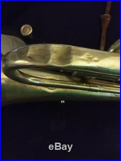Antique Silver over Brass Early 1900s Abbott NY Baritone Horn with Case