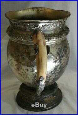 Antique Silverplate Hunting & Shooting Trophy Cup with Horn Handles from 1911