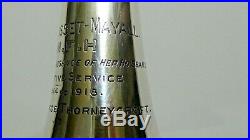 Antique Sterling Silver Hunting Horn With WW1 Dedication, c1919