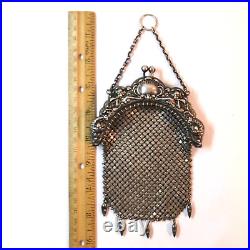 Antique Sterling Silver Purse with Engraved Frame with Cherubs Horns Hallmarked