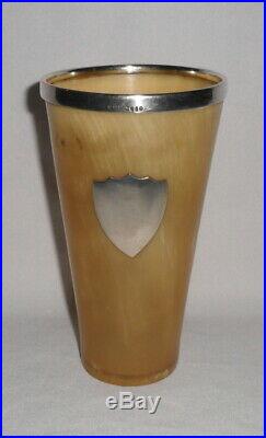 Antique Victorian English Silver Tumbler with Horn