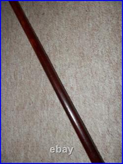 Antique Walking Stick Bovine Horn Crook Handle & Silver Collar H/m 1923 WHC