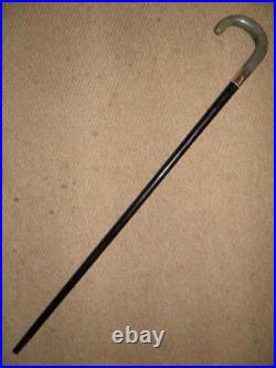 Antique Walking Stick Bovine Horn Hallmarked Silver 1926 Port Talbot Afan Pres