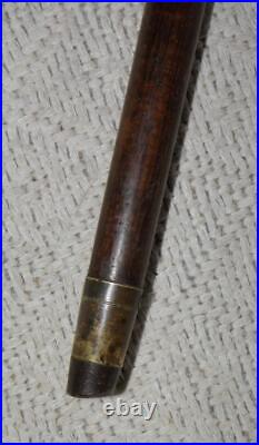 Antique Walking Stick / Cane Bovine Horn Crook & Hallmarked 1924 Silver B'ham