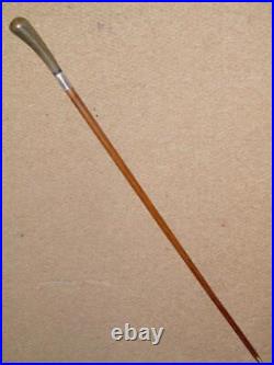 Antique Walking Stick/Cane With Bovine Horn Pommel & H/m 1913 Silver Collar 85cm