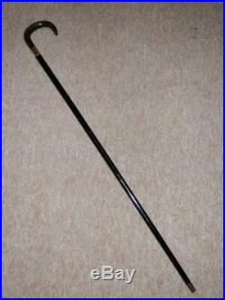 Antique Walking Stick With Bovine Horn Crook Handle & H/M'800' Silver Collar