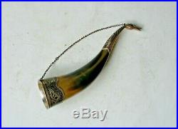 Antique. Wine Drinking Horn Silver Plating with NIELLO Decoration. Georgia