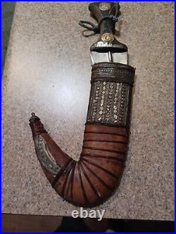 Antique Yemeni Saudi Omani Khanjar Dagger Jambiya Silver With Special Horn