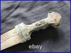 Antique Yemeni Saudi Omani Khanjar Dagger Jambiya Silver With Special Horn