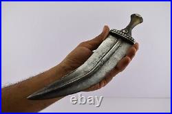 Antique Yemeni Saudi Omani Khanjar Dagger Jambiya Silver with Belt special Horn