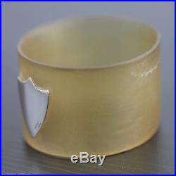 Antique horn napkin ring with solid silver shield Scottish nice Christening gift