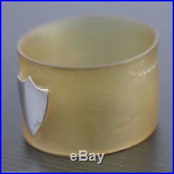 Antique horn napkin ring with solid silver shield Scottish nice Christening gift