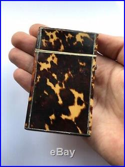 Antique painted Horn Georgian tortoiseshell Card Case With Original Cards